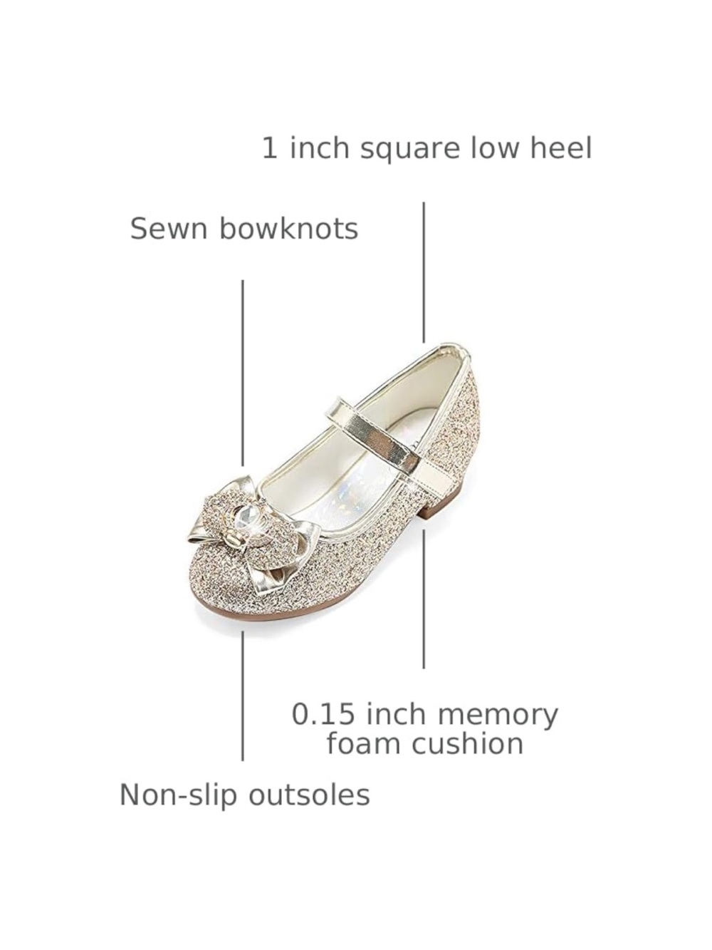 Stellah Girls Metallic Gold Glitter Crown Mary Jane Flats - Picture 7 of 10